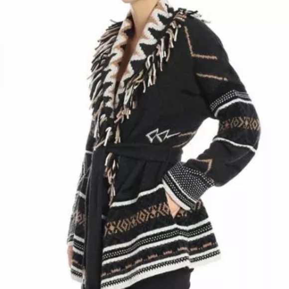 36cashmere Navajo Style Wrap Sweater 